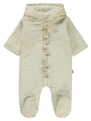 Civil Baby Kapüşon ve Ponponlu 3-12 Ay Tulum - Ekru