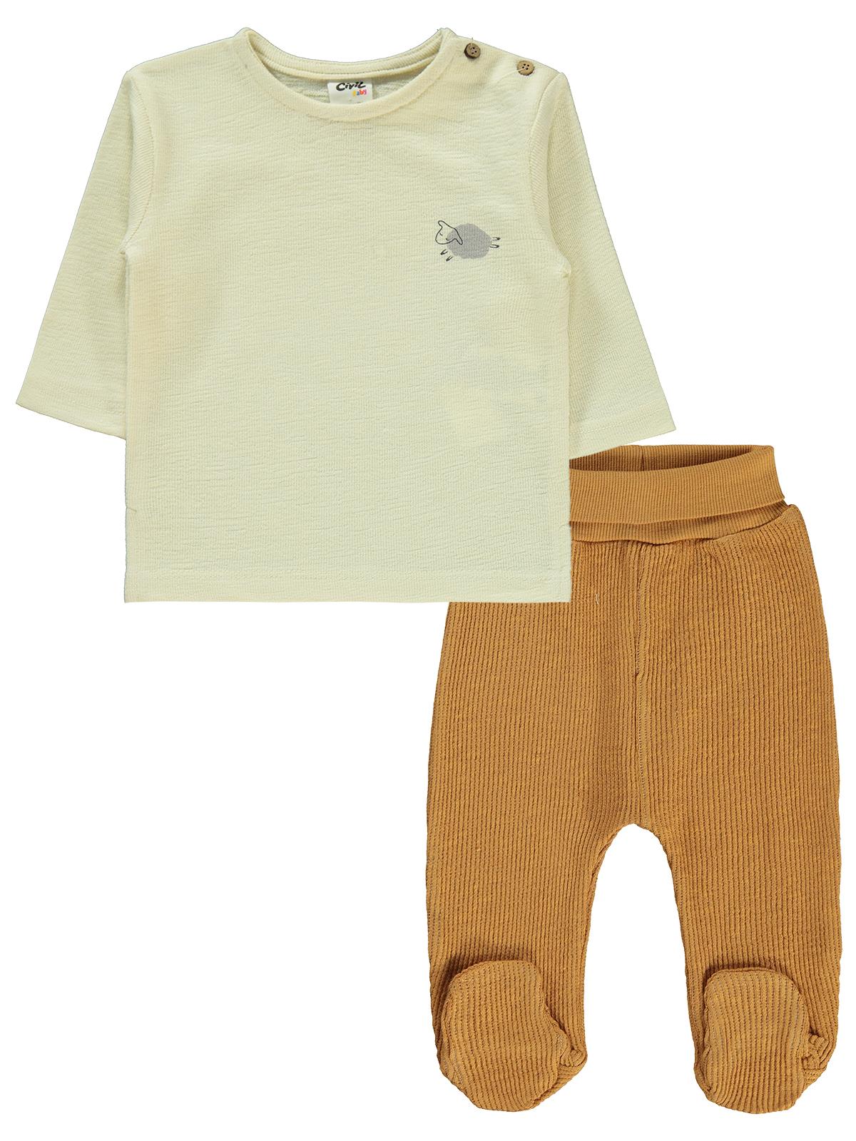 Civil Baby Kuzu Baskılı 3-12 Ay Takım - Turuncu
