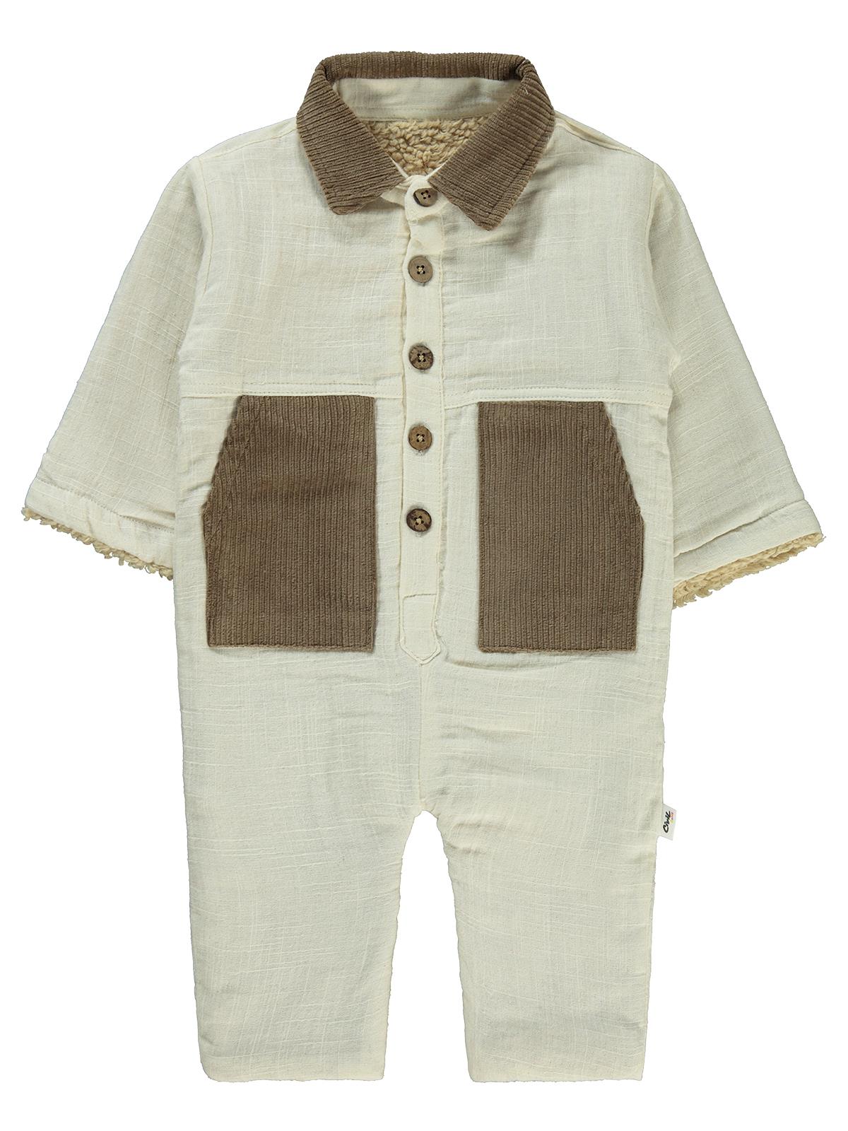 Civil Baby Cep ve Yaka Detaylı 6-18 Ay Astronot - Ekru