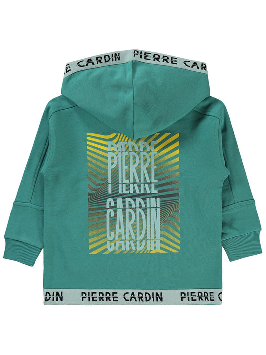 Pierre Cardin Baskılı Sweatshirt | 3 İp Uzun Kol Kapşonlu Baskılı | Okul Kreş ve Günlük Kullanım - Yeşil
