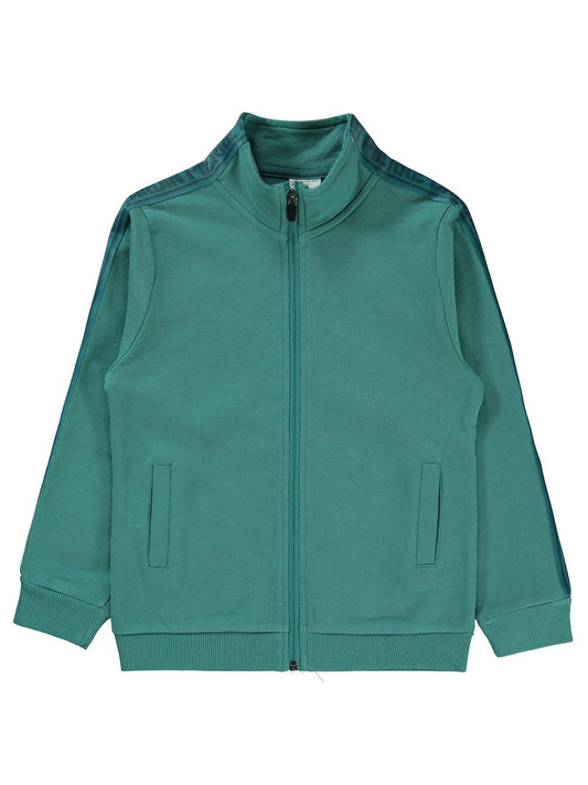 Pierre Cardin Şeritli 10-12 Yaş Hırka - Yeşil