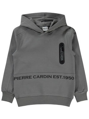 Pierre Cardin Fermuar Cepli Sweatshirt | İnterlok Kapşonlu Baskılı | Okul Kreş ve Günlük Kullanım - Gri