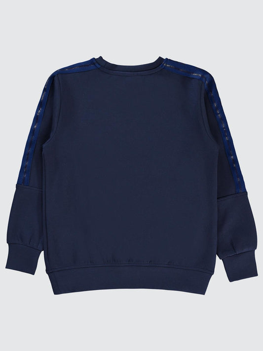 Pierre Cardin PC Baskılı Sweatshirt | Modal Uzun Kol Bisiklet Yaka | Okul Kreş ve Günlük Kullanım - Lacivert