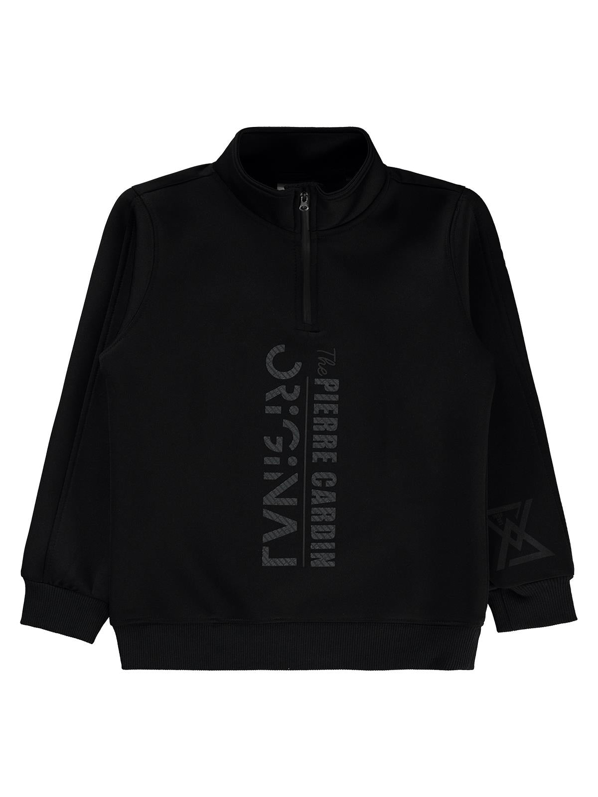 Pierre Cardin Original Baskılı Sweatshirt | Dalgıç Uzun Kol | Okul Kreş ve Günlük Kullanım - Siyah