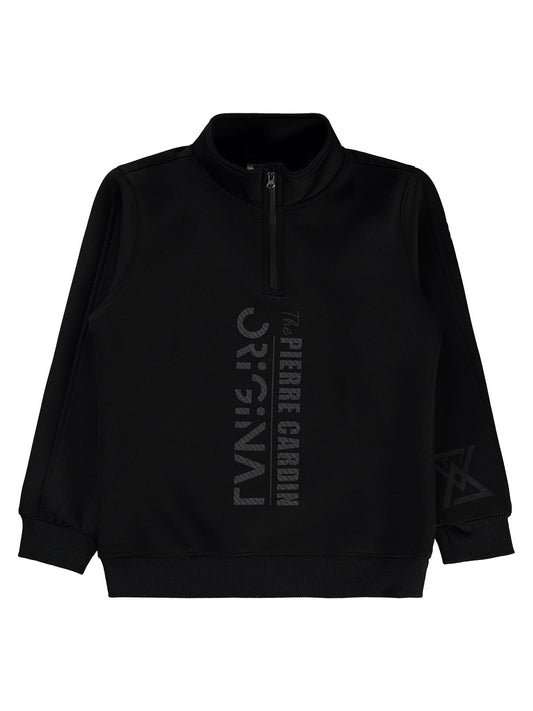 Pierre Cardin Original Baskılı Sweatshirt | Dalgıç Uzun Kol | Okul Kreş ve Günlük Kullanım - Siyah
