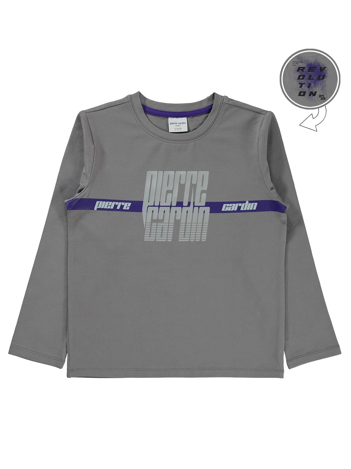 Pierre Cardin Sırtı Revolutıon Baskılı 6-9 Yaş Sweatshirt - Gri