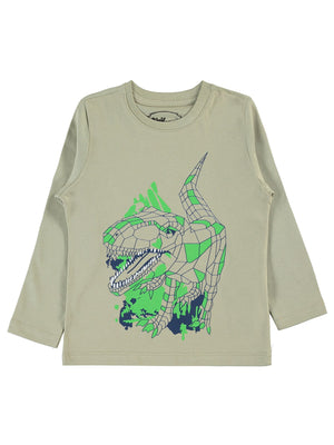 Civil Boys Geometrik Dino Baskılı 2-5 Yaş Sweatshirt - Yeşil