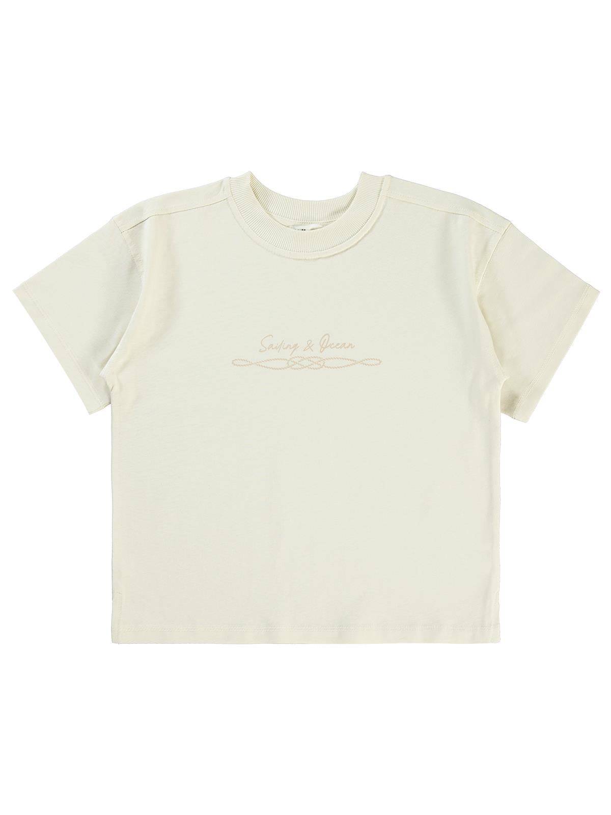 Civil Boys Sailing Baskılı Oversize 10-13 Yaş Tişört - Fil Dişi