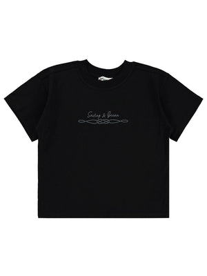 Civil Boys Sailing Baskılı Oversize 10-13 Yaş Tişört - Siyah