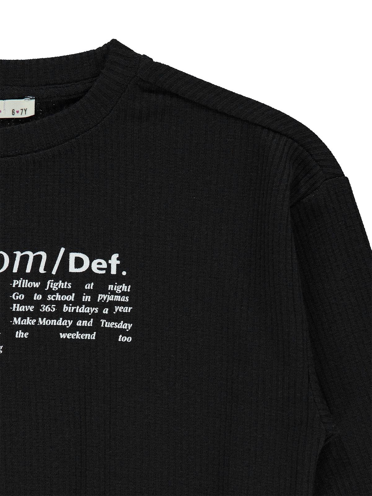 Civil Girls Freedom Blou Baskılı 6-9 Yaş Sweatshirt - Siyah