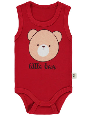 Civil Baby Little Bear Baskılı 1-36 Ay Çıtçıtlı Badi - Kırmızı