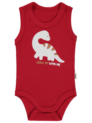 Civil Baby Dinozor Baskılı 1-36 Ay Çıtçıtlı Badi - Kırmızı