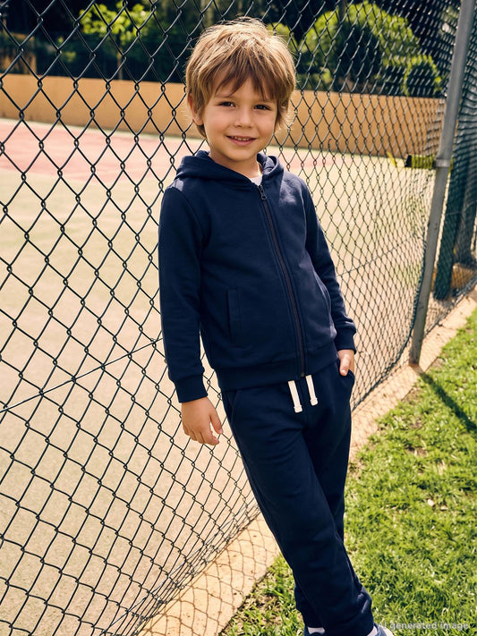 Civil Erkek Çocuk Unisex Basic Eşofman Takımı | 2 İp - 2 İp Uzun Kol | Okul Kreş ve Günlük Kullanım - Lacivert