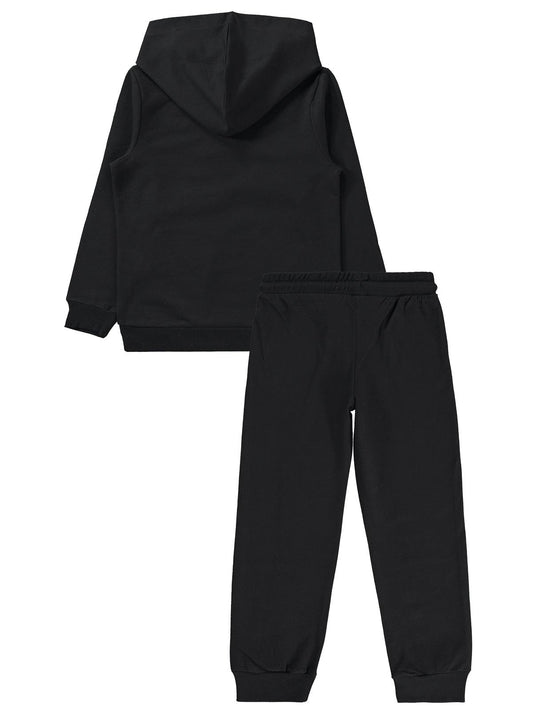 Civil Erkek Çocuk Unisex Basic Eşofman Takımı | 2 İp - 2 İp Uzun Kol | Okul Kreş ve Günlük Kullanım - Siyah