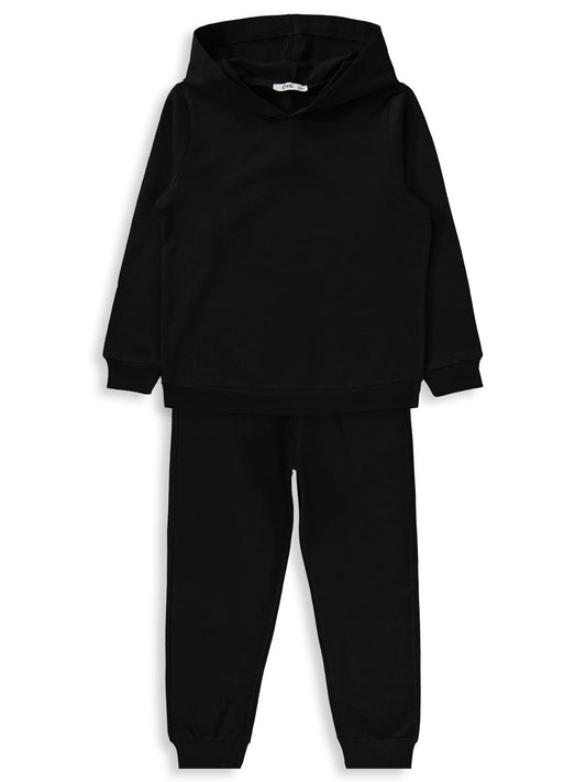 Civil Erkek Çocuk Unisex Basic Eşofman Takımı | 2 İp - 2 İp Uzun Kol | Okul Kreş ve Günlük Kullanım - Siyah