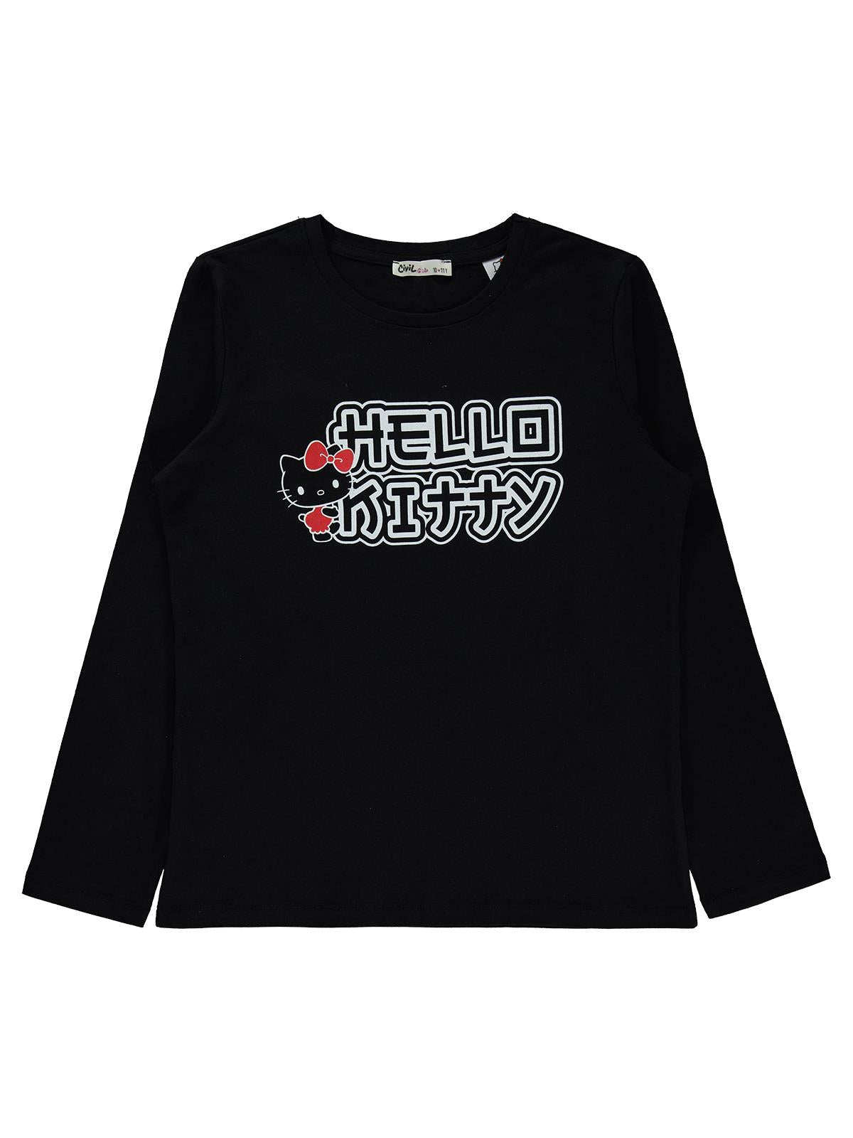 Hello Kitty 10-13 Yaş Sweatshirt - Siyah