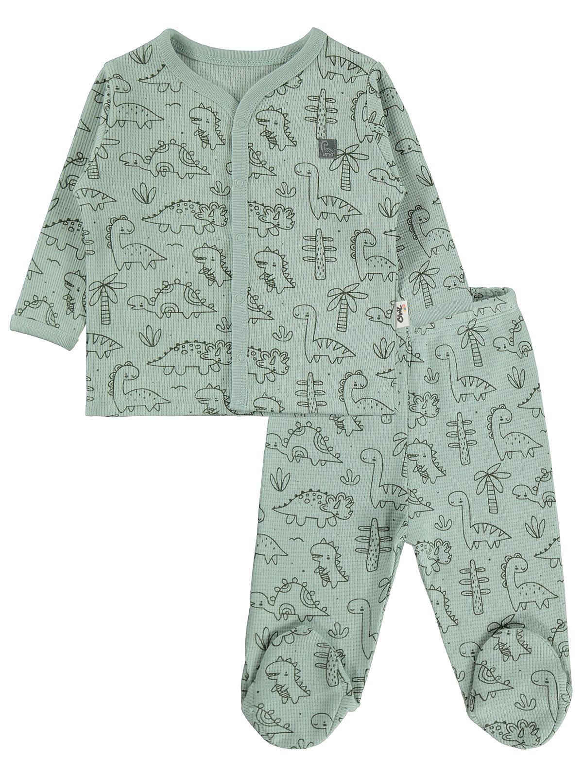 Civil Baby Dinozor Empirme 1-6 Ay Pijama Takımı - Haki