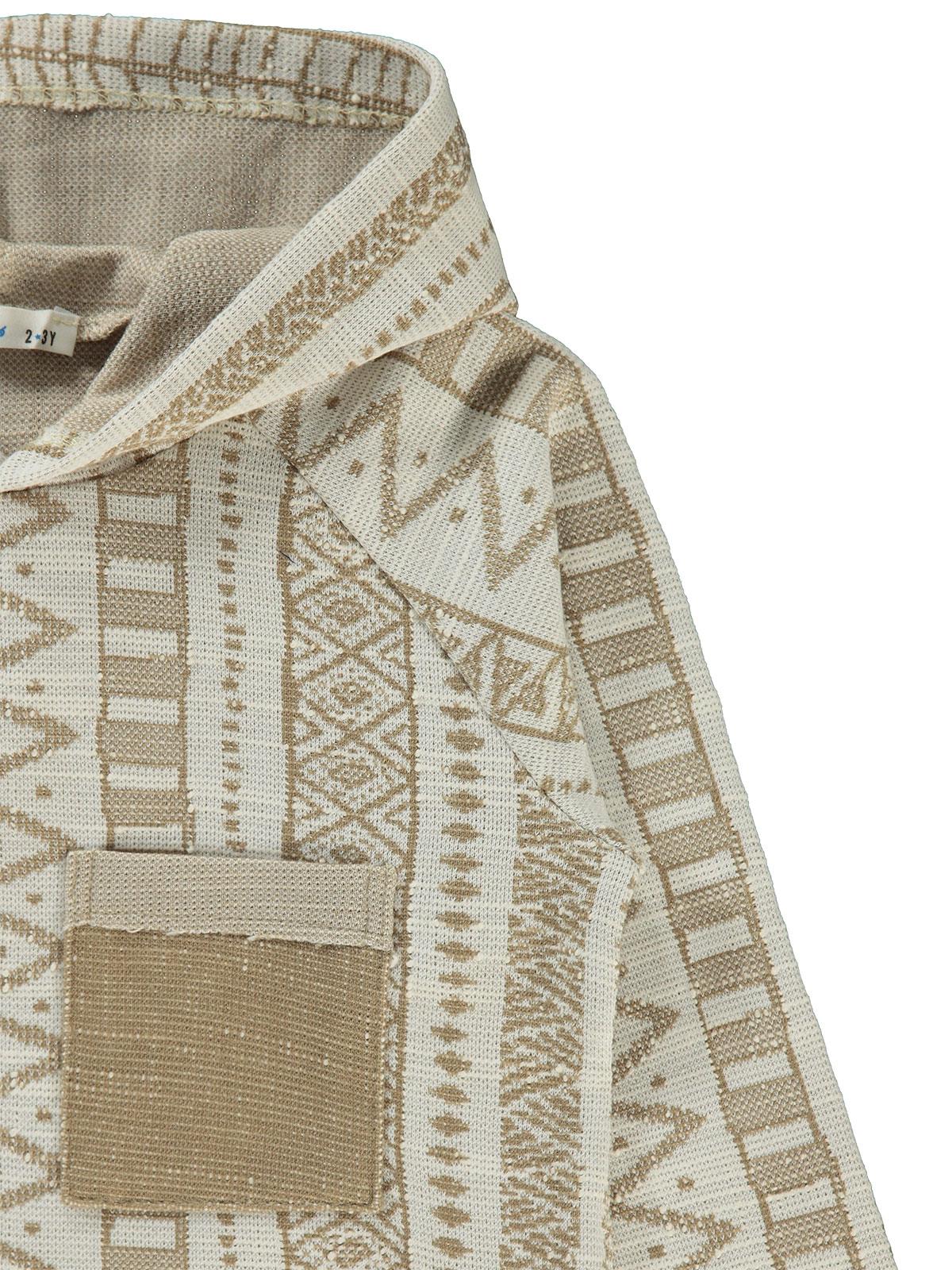 Civil Boys Kendinden Desenli Kapşonlu 2-5 Yaş Sweatshirt - Bej