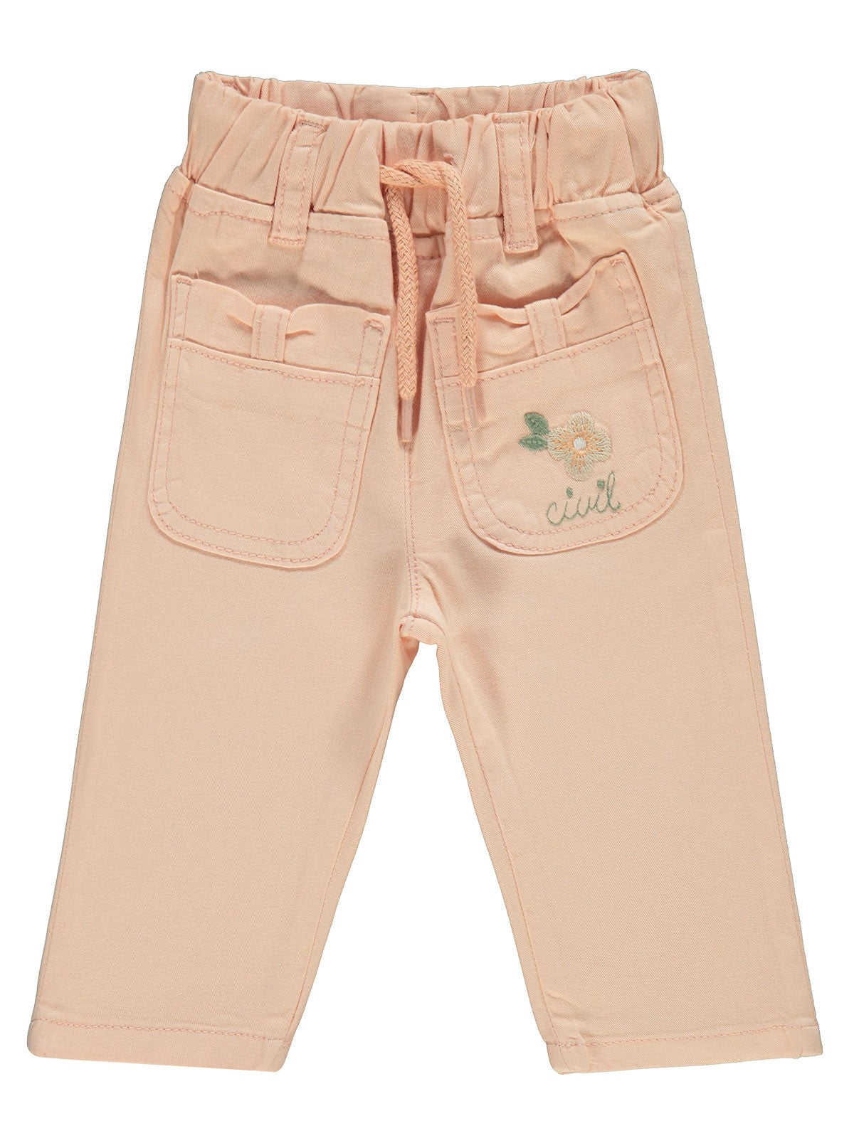 Civil Baby Çiçek Nakışlı 6-18 Ay Pantolon - Pudra