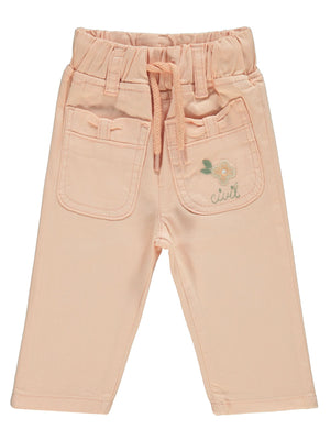 Civil Baby Çiçek Nakışlı 6-18 Ay Pantolon - Pudra