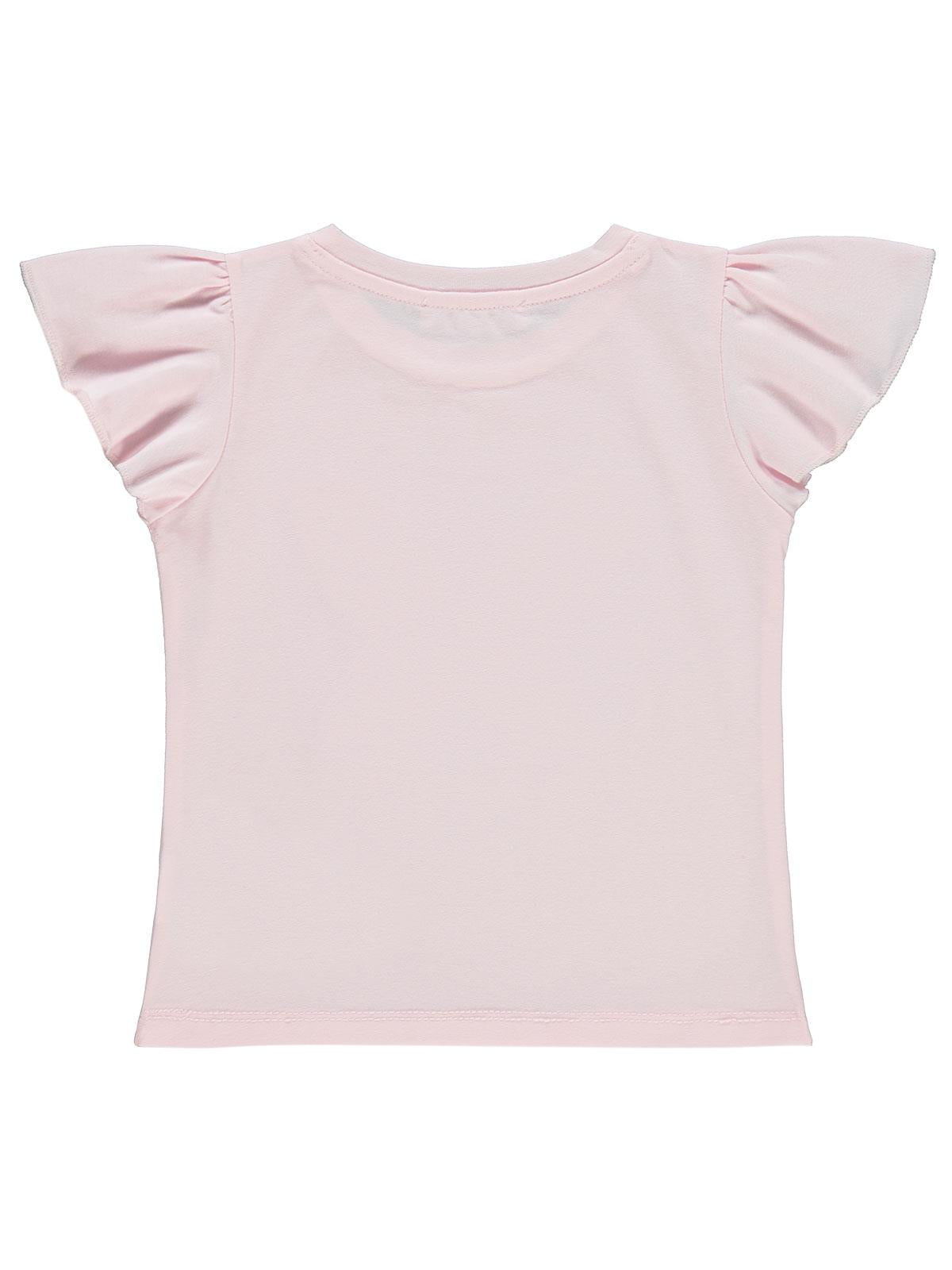 Civil Girls Kelebek Nakışlı  2-5 Yaş Tişört - Pembe