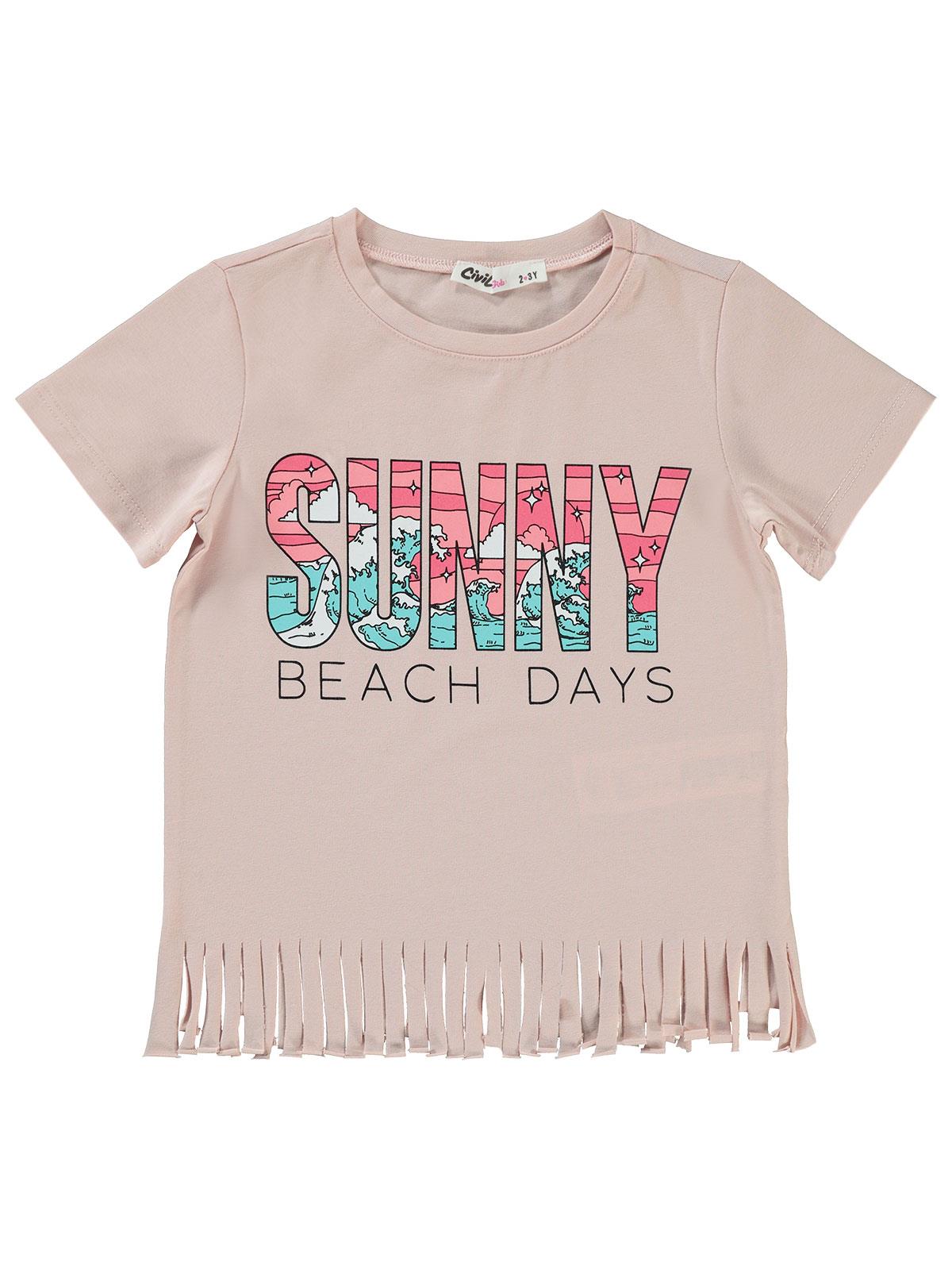Civil Girls Sunny Baskılı 2-5 Yaş Tişört - Pembe