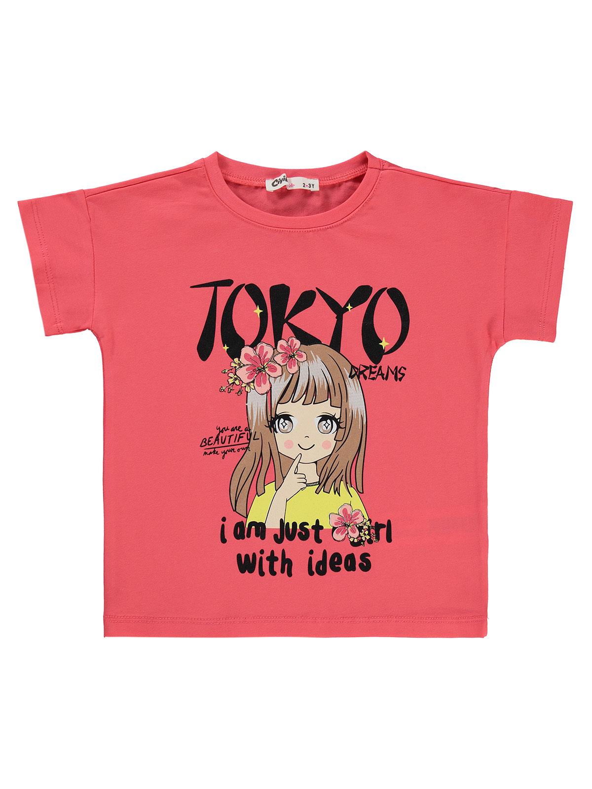 Civil Girls Tokyo Baskılı 2-5 Yaş Tişört - Siyah
