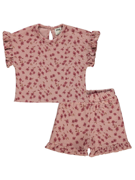 Civil Baby Çiçek Desenli 6-18 Ay Takım - Pembe