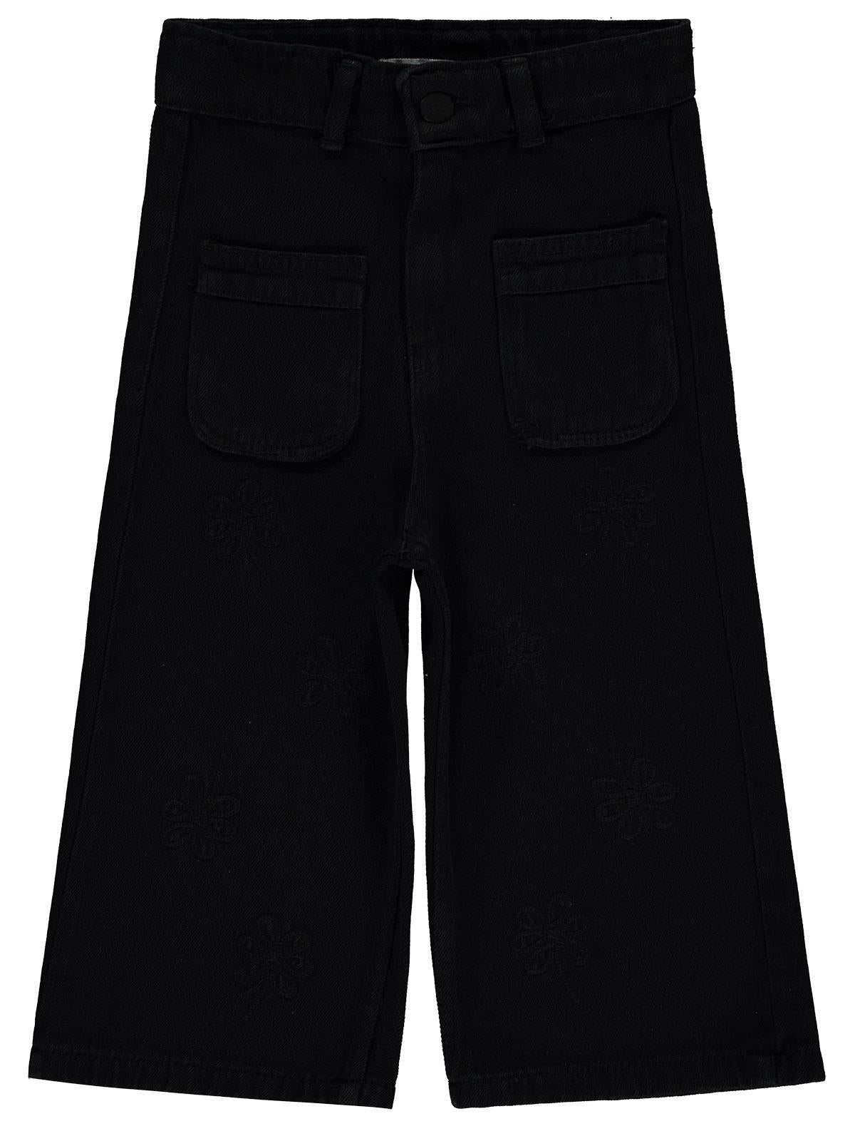 Civil Girls Çiçek Nakışlı 2-5 Yaş Pantolon - Siyah