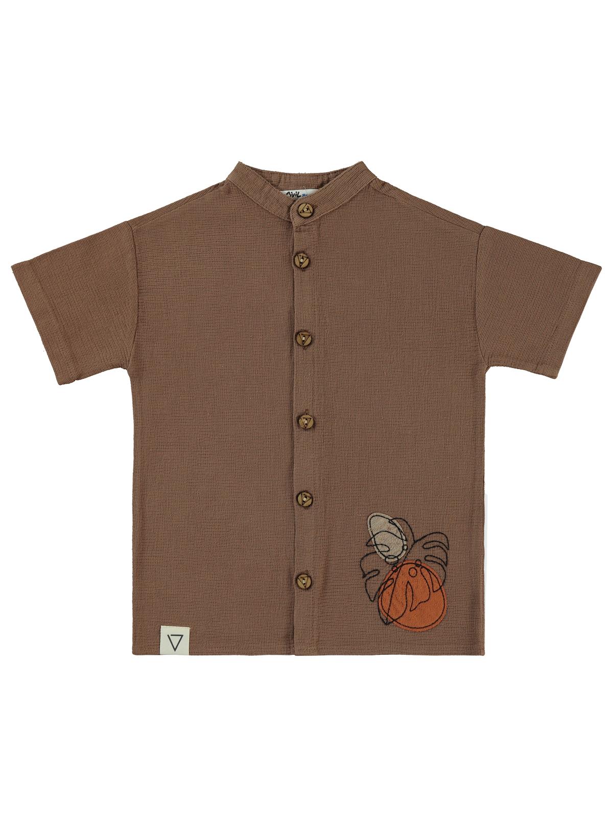 Civil Boys Yaprak Desenli 6-9 Yaş Gömlek - Kahve