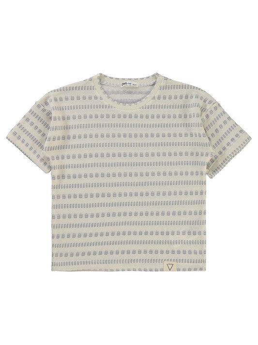 Civil Boys Kendinden Desenli 10-13 Yaş Tişört - Gri