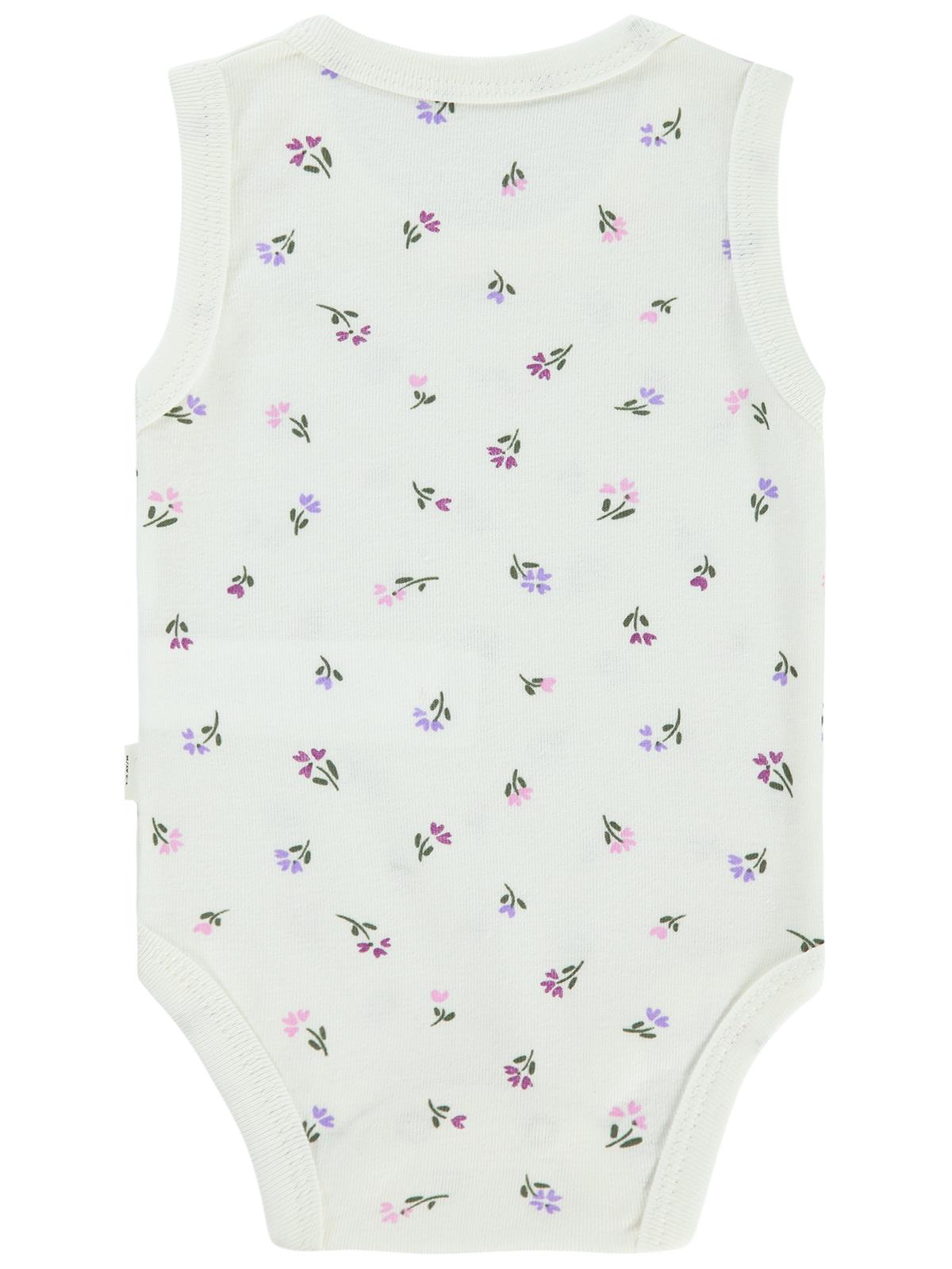 Civil Baby Çiçek Baskılı 1-36 Ay Çıtçıtlı Badi - Ekru