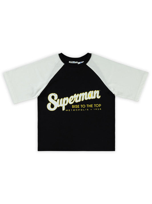 Süperman Baskılı 10-13 Yaş Tişört - Siyah