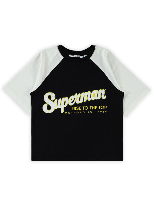 Süperman Baskılı 10-13 Yaş Tişört - Siyah