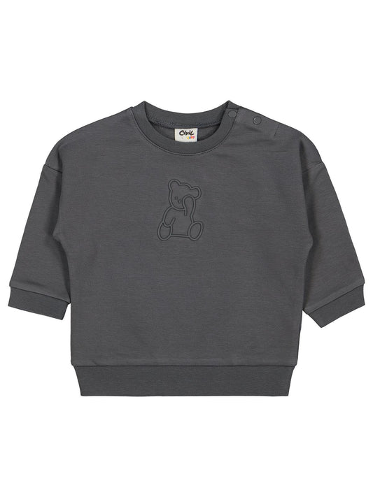 Civil Baby Teddy Baskılı 6-18 Ay Sweatshirt - Gri