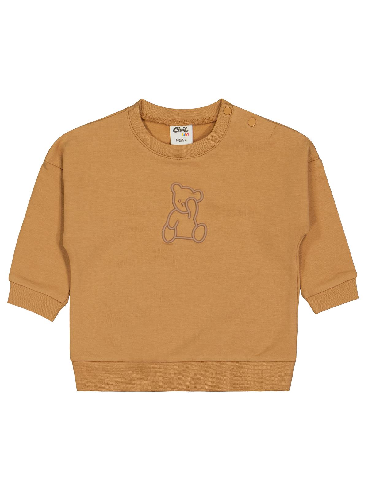 Civil Baby Teddy Baskılı 6-18 Ay Sweatshirt - Gri