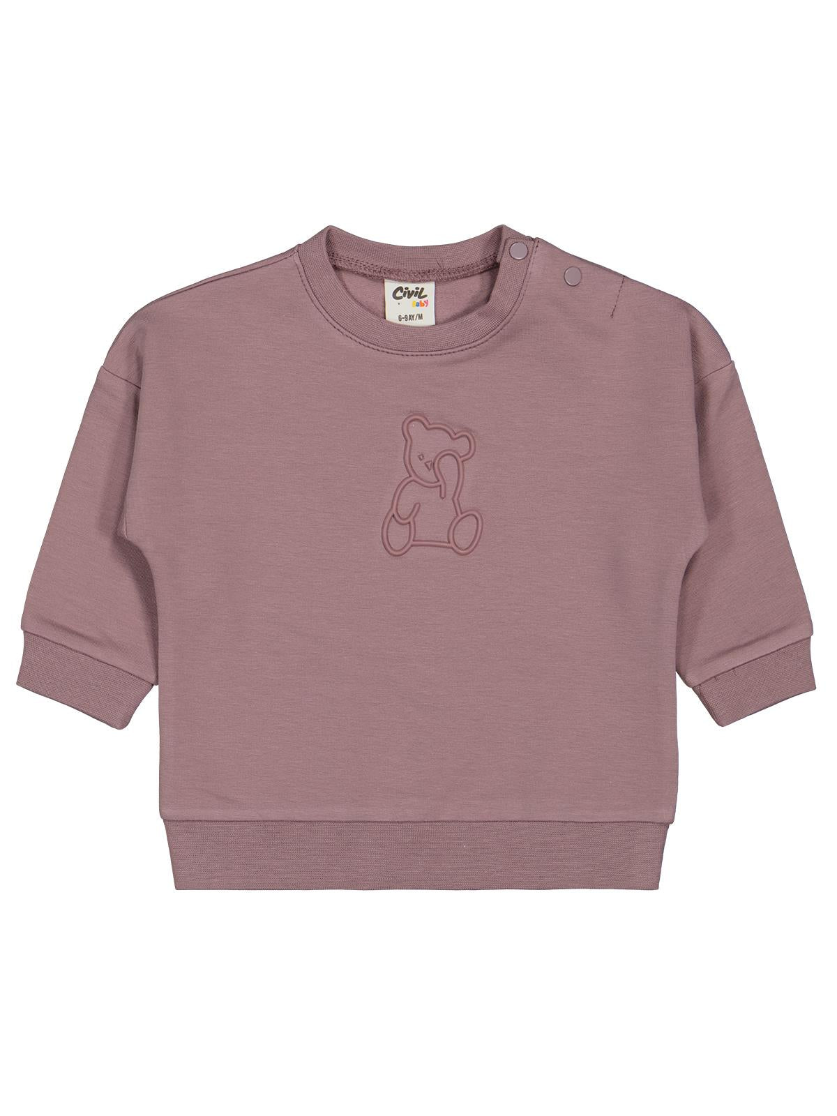 Civil Baby Teddy Baskılı 6-18 Ay Sweatshirt - Gri