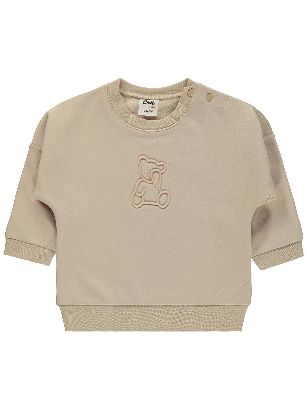 Civil Baby Teddy Baskılı 6-18 Ay Sweatshirt - Gri
