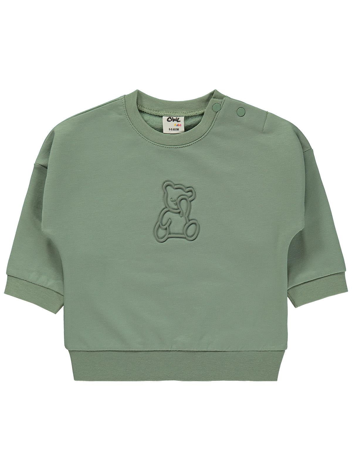 Civil Baby Teddy Baskılı 6-18 Ay Sweatshirt - Yeşil