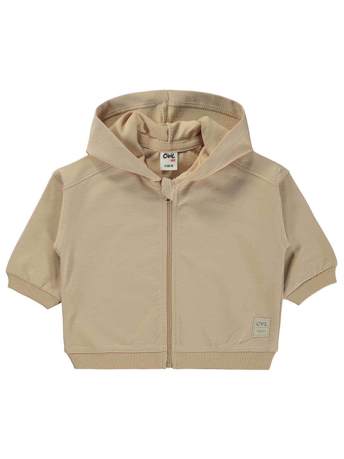 Civil Baby Civil Basic Timeless Kapüşonlu 6-18 Ay Hırka - Kahverengi