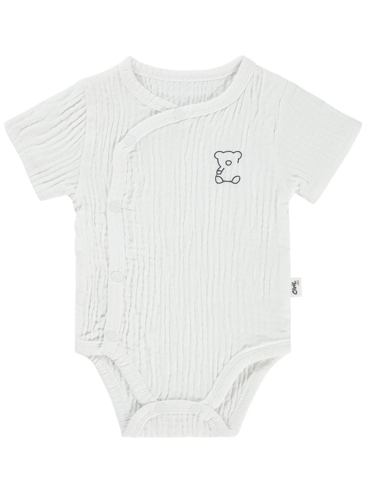Civil Baby Ayıcık Baskılı 1-18 Ay Çıtçıtlı Badi - Mavi