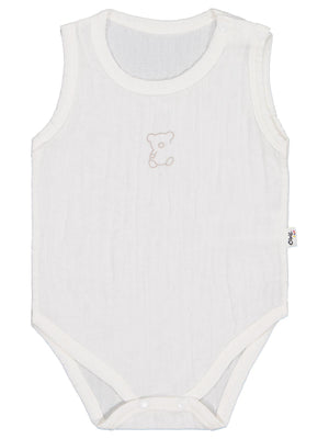 Civil Baby Ayıcık Baskılı 1-18 Ay Çıtçıtlı Badi - Ekru