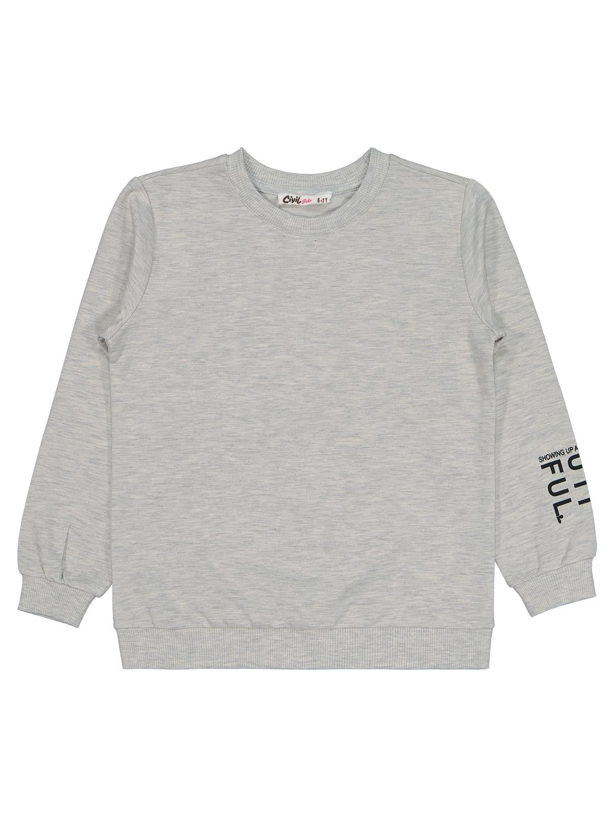 Civil Kız Çocuk Basic Sweatshirt | 2 İp Uzun Kol Bisiklet Yaka | Okul Kreş ve Günlük Kullanım - Ekru