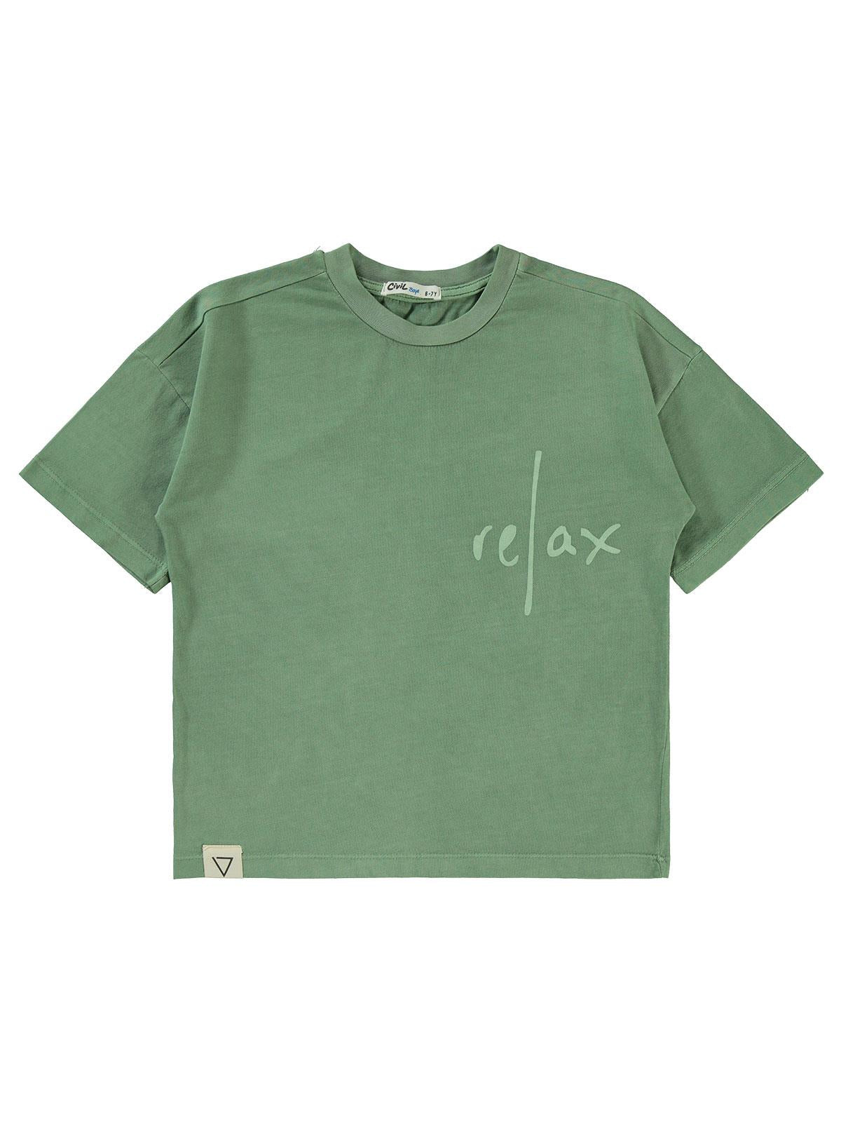 Civil Boys Relax Baskılı 6-9 Yaş Tişört - Haki