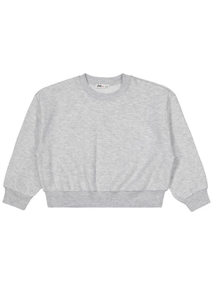 Civil Kız Çocuk Düz Sweatshirt | 3 İp Uzun Kol Bisiklet Yaka | Okul Kreş ve Günlük Kullanım - Gri