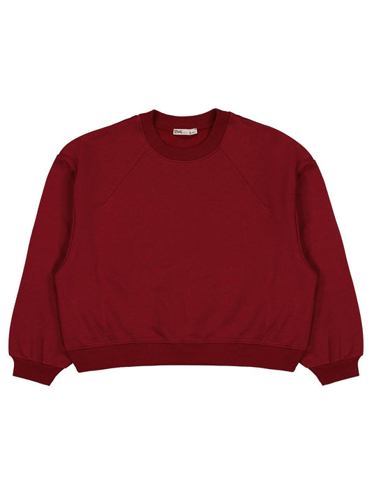 Civil Girls Kız Çocuk Düz Sweatshirt | 3 İp Uzun Kol Bisiklet Yaka | Okul Kreş ve Günlük Kullanım - Bordo