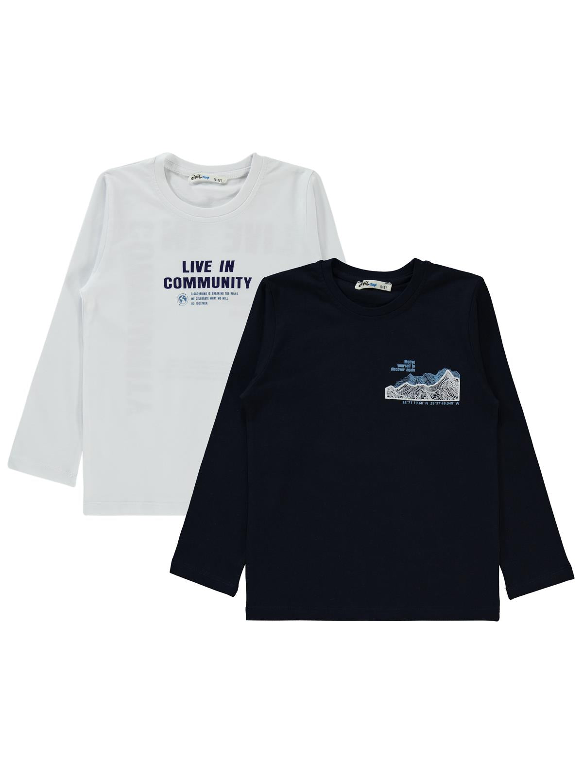 Civil Boys Lıve in Baskılı 2'li 5-13 Yaş Sweatshirt - Standart