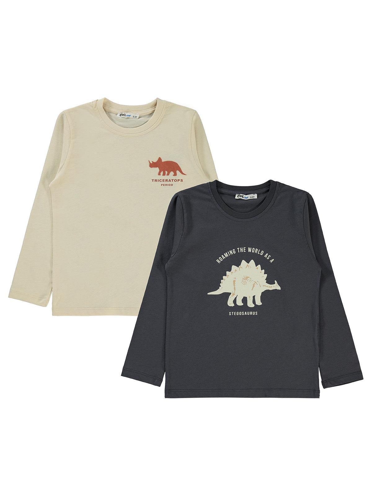 Civil Boys Dino  Baskılı 2'li 5-13 Yaş Sweatshirt