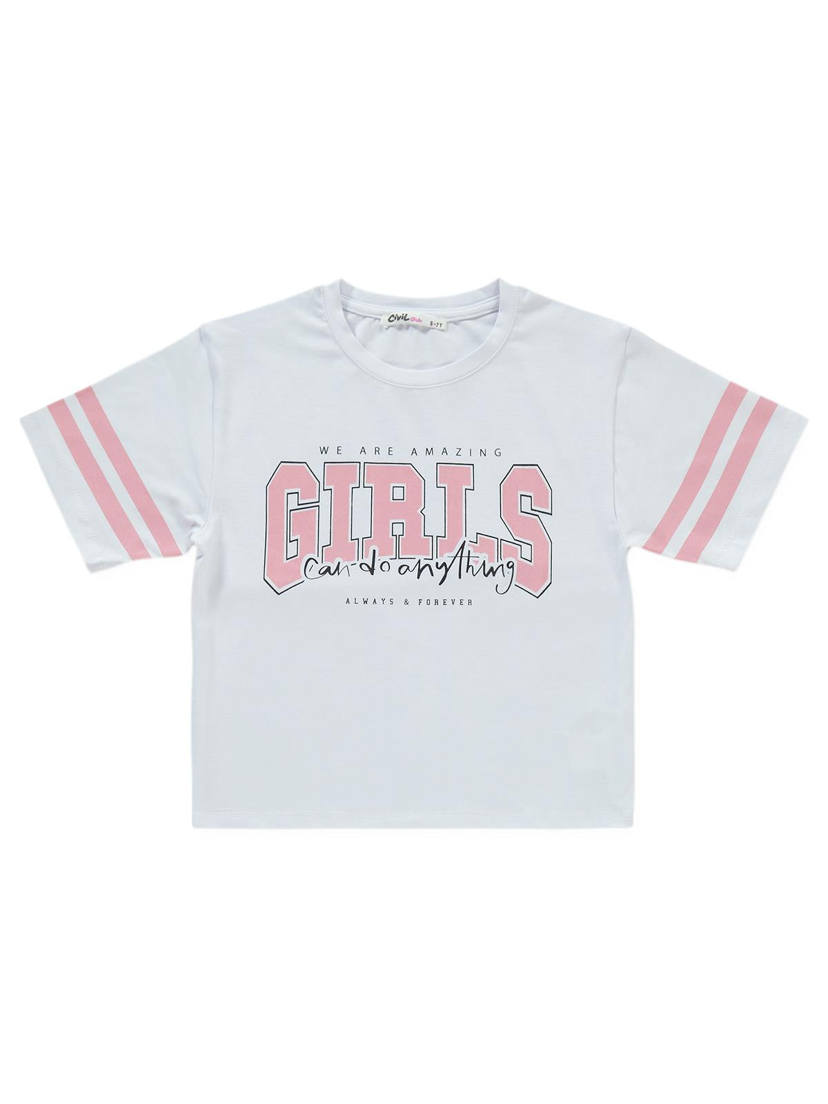 Civil Girls Sport Girl Baskılı Kısa Kol 2'li Set 6-9 Yaş Takım