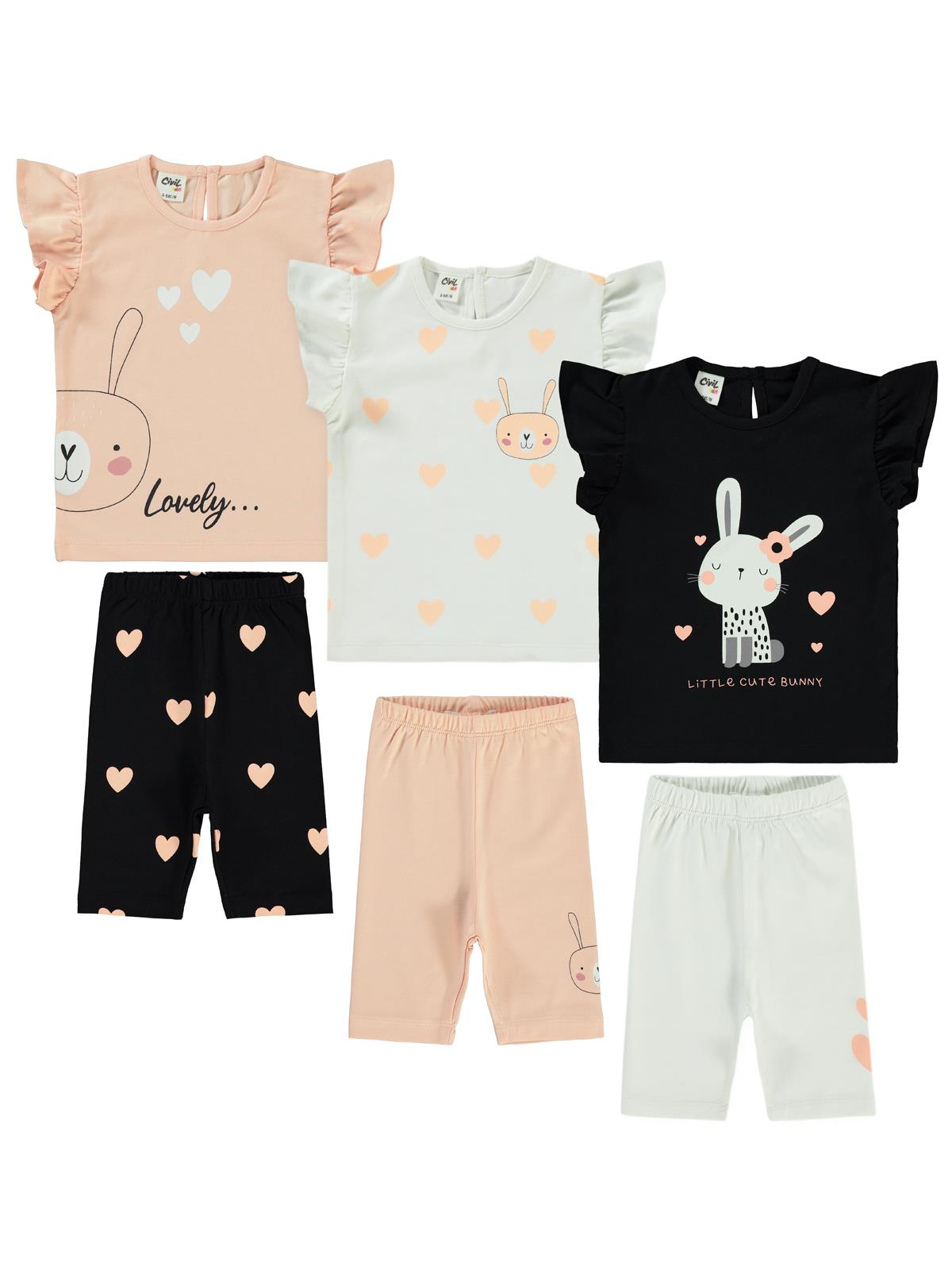 Civil Baby Tavşan Baskılı 3'lü Set  2'li 6-18 Ay Takım
